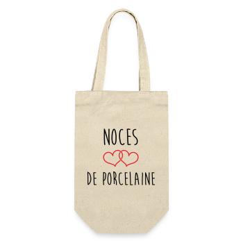 porcelain wedding 20 years of love - Gift Bag for Bottles - nature - Front