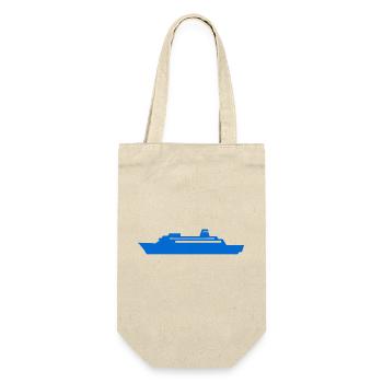 Blue Ship Silhouette Coastal Look - Gift Bag for Bottles - nature - Front