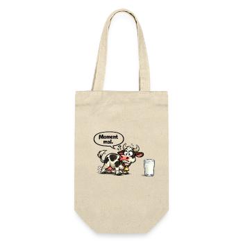 Moment Kuh lustiger Spruch Geschenk - Geschenkbeutel für Flaschen - Natur - Vorne
