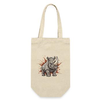 Kraftvoller Rhino Cartoon - Geschenkbeutel für Flaschen - Natur - Vorne