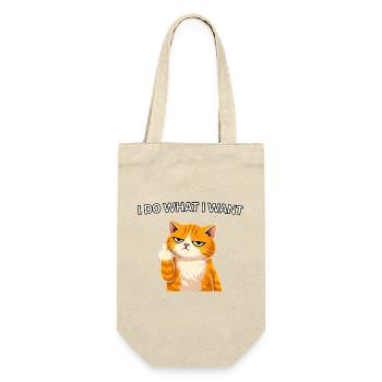 Freche Katze, ich mache, was ich will - Geschenkbeutel für Flaschen - Natur - Vorne