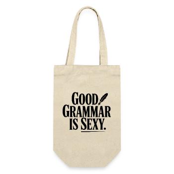 Gute Grammatik ist sexy - Geschenkbeutel für Flaschen - Natur - Vorne