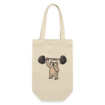 Fitness sloth with barbell in comic style - Gift Bag for Bottles - nature - Front