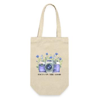 Watercolor Camera with Floral Wreath - Gift Bag for Bottles - nature - Front