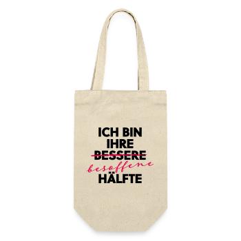 Ich bin ihre besoffene Hälfte Party Shirt - Geschenkbeutel für Flaschen - Natur - Vorne