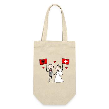 Couple de mariage Albanie Drapeau suisse - Sac à bouteille - nature - Devant