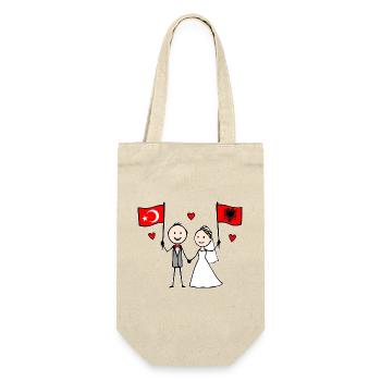 Wedding Couple Turkey Albania Flag - Gift Bag for Bottles - nature - Front
