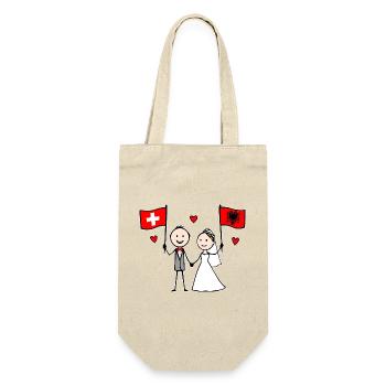 Couple de mariage Suisse Albanie Drapeau - Sac à bouteille - nature - Devant