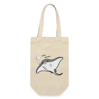 Rauchender Manta Cartoon - Geschenkbeutel für Flaschen - Natur - Vorne
