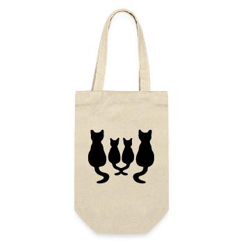 katzenfamilie Silhouette - Geschenkbeutel für Flaschen - Natur - Vorne