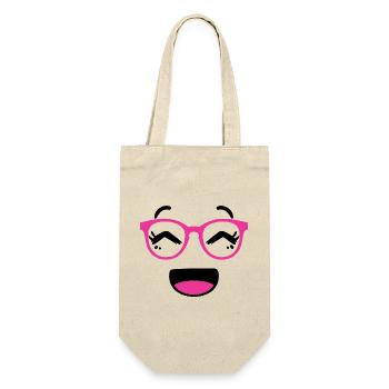 Cute face in kawaii style with pink glasses - Gift Bag for Bottles - nature - Front