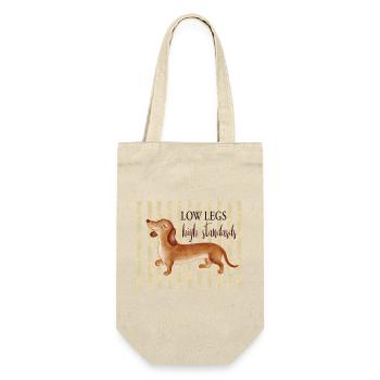 Low Legs High Standards – Funny Dachshund - Gift Bag for Bottles - nature - Front