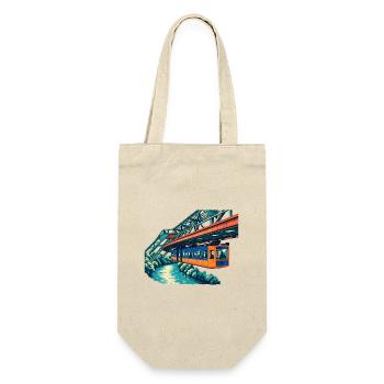 Wuppertaler Schwebebahn Retro - Geschenkbeutel für Flaschen - Natur - Vorne