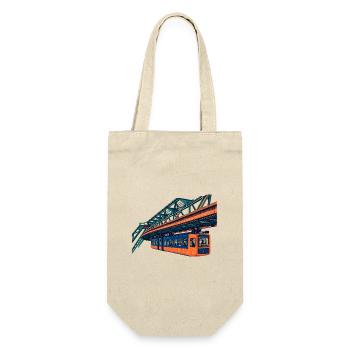 Wuppertaler Schwebebahn Risograph - Geschenkbeutel für Flaschen - Natur - Vorne