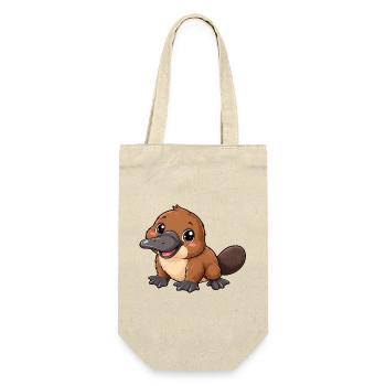 Schnabeltier Kawaii Style – Süßes Australienmotiv - Geschenkbeutel für Flaschen - Natur - Vorne