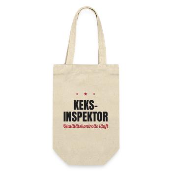 Keks-Inspektor – Qualitätskontrolle läuft - Geschenkbeutel für Flaschen - Natur - Vorne