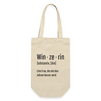 Winzerin Substantiv Definition Wein Geschenk - Geschenkbeutel für Flaschen - Natur - Vorne