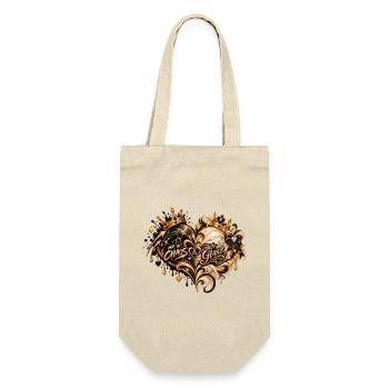 Chaos & Glanz Herzgold Fusion - Geschenkbeutel für Flaschen - Natur - Vorne