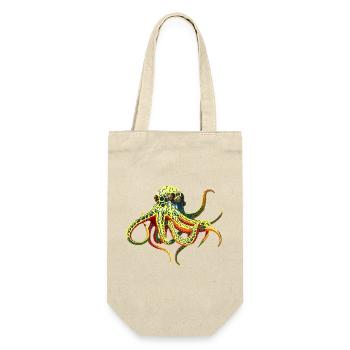 Neon-Oktopus  - Geschenkbeutel für Flaschen - Natur - Vorne