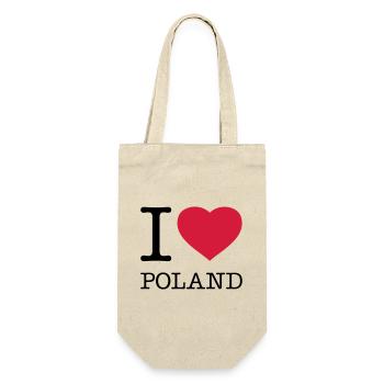 I LOVE POLAND Polen Polska - Geschenkbeutel für Flaschen - Natur - Vorne