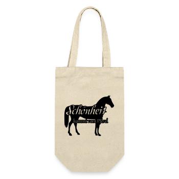 Schönheit und Pferd Geschenk Reiter Reiten Spruch - Geschenkbeutel für Flaschen - Natur - Vorne
