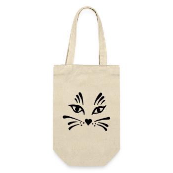 Katze Blume - Geschenkbeutel für Flaschen - Natur - Vorne