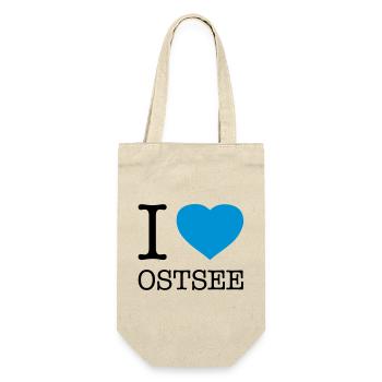 I LOVE OSTSEE - Geschenkbeutel für Flaschen - Natur - Vorne