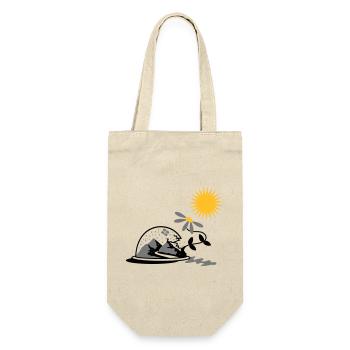 Schneekugel mit Sonnenblume und Sonne - Geschenkbeutel für Flaschen - Natur - Vorne