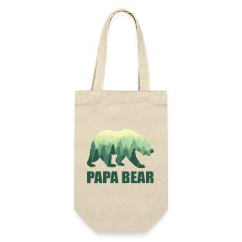 Papa Bear Daddy Vater Dad Opa Vatertag Papi - Geschenkbeutel für Flaschen - Natur - Vorne