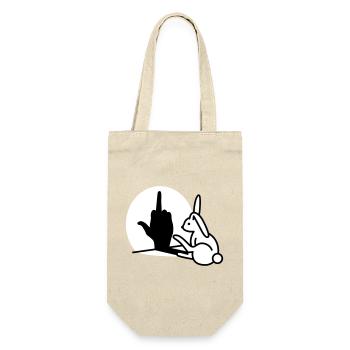 Kaninchen Schatten Hand FUCK OFF Mittelfinger Hase - Geschenkbeutel für Flaschen - Natur - Vorne
