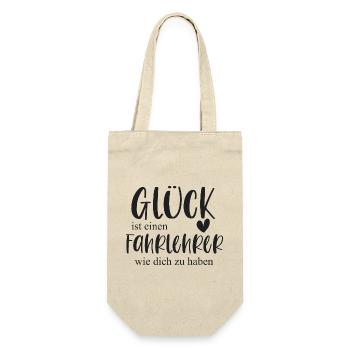 Fahrlehrer Glück Bedanken Führerschein Geschenk - Geschenkbeutel für Flaschen - Natur - Vorne