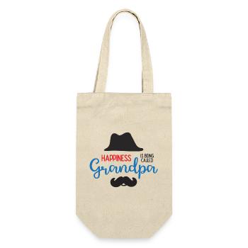 Happines wird Opa genannt - Geschenkbeutel für Flaschen - Natur - Vorne