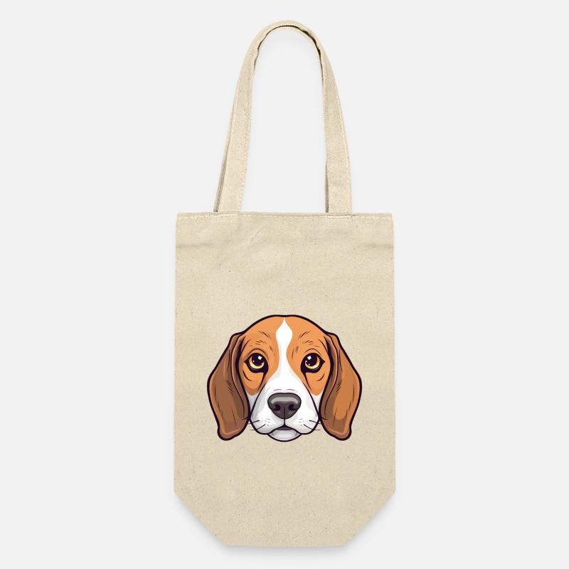 Beagle Head Comic Cartoon Look Dogs Happiness - Sac à bouteille - nature