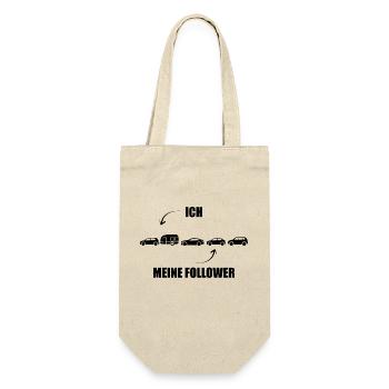 Ich und meine Follower - Wohnwagen - Gespann - Geschenkbeutel für Flaschen - Natur - Vorne