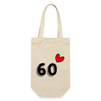 60. 60 JAHRE. 60. JAHRESTAG. 60-JÄHRIGES JUBILÄUM. - Geschenkbeutel für Flaschen - Natur - Vorne