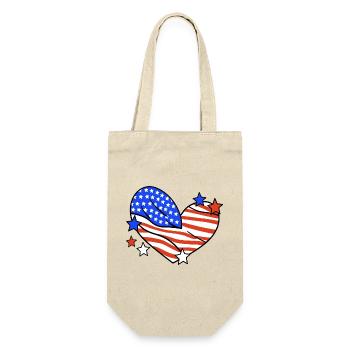 Amerikanische Flagge Herz 4. Juli - Geschenkbeutel für Flaschen - Natur - Vorne