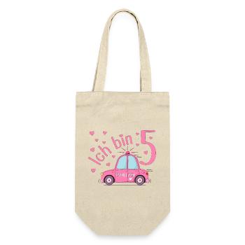 Polizeiauto Ich bin 5 Geburtstag Rosa - Geschenkbeutel für Flaschen - Natur - Vorne