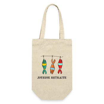 RUHESTAND. RUHESTAND. PENSIONIERT. GLÜCKLICHER RUHESTAND - Geschenkbeutel für Flaschen - Natur - Vorne