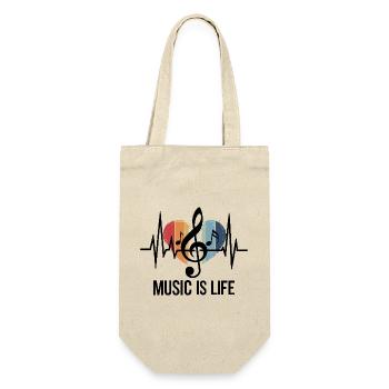 Music is Life Notenschlüssel Outfit Musikfans und - Geschenkbeutel für Flaschen - Natur - Vorne