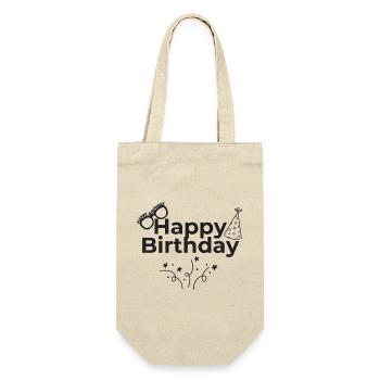 Happy Birthday - Geschenkbeutel für Flaschen - Natur - Vorne