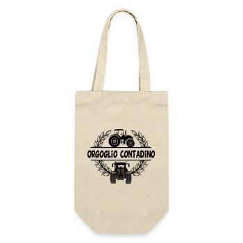 Proud Peasant – Italian text Orgoglio contadino - Gift Bag for Bottles - nature - Front