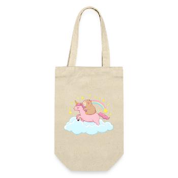 Capybara und Einhorn – eine traumhafte Reise - Geschenkbeutel für Flaschen - Natur - Vorne