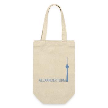 Minimalistisch Silhouette des Berliner Fernsehturm - Geschenkbeutel für Flaschen - Natur - Vorne