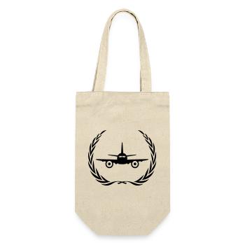 Flugzeug Symbol Kranz - Geschenkbeutel für Flaschen - Natur - Vorne