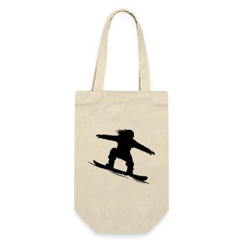 Snowboarder Silhouette - Farbe variabel - Geschenkbeutel für Flaschen - Natur - Vorne