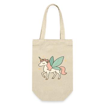 Niedliches Feen-Einhorn mit Blumen und Glitzern - Geschenkbeutel für Flaschen - Natur - Vorne