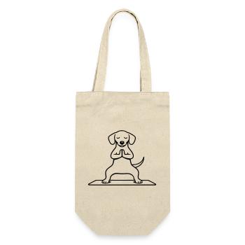 hund horsestance meditation - Geschenkbeutel für Flaschen - Natur - Vorne