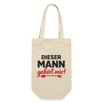 DIESER MANN gehört mir Partner Geschenk für Paare - Geschenkbeutel für Flaschen - Natur - Vorne