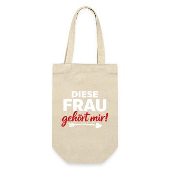 DIESE FRAU gehört mir Partner Geschenk für Paare - Geschenkbeutel für Flaschen - Natur - Vorne