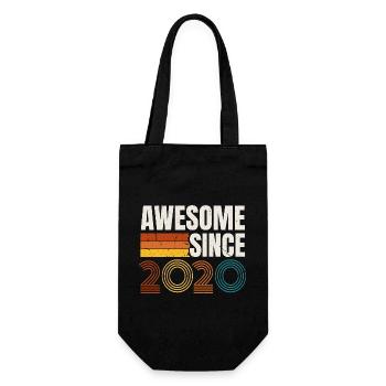 Awesome Since 2020 Retro Vintage Birthday - Gift Bag for Bottles - black - Front